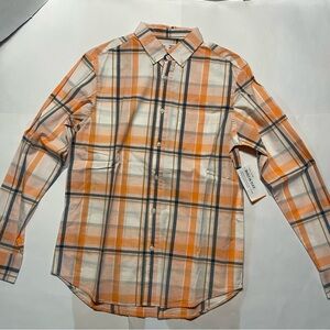 Old Navy Plaid Shirt in Orange and Cream